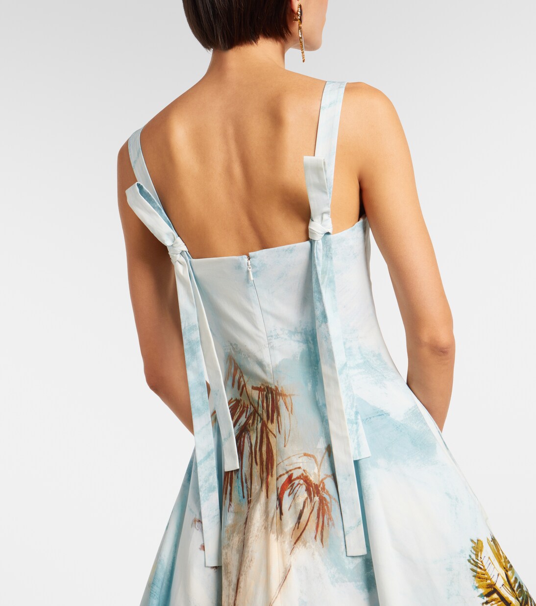 Printed cotton-blend poplin midi dress | Oscar de la Renta
