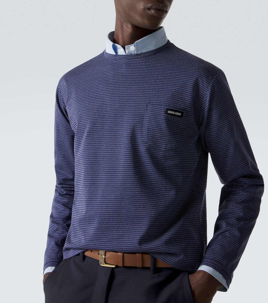 Striped cotton jersey jacquard T-shirt | Miu Miu