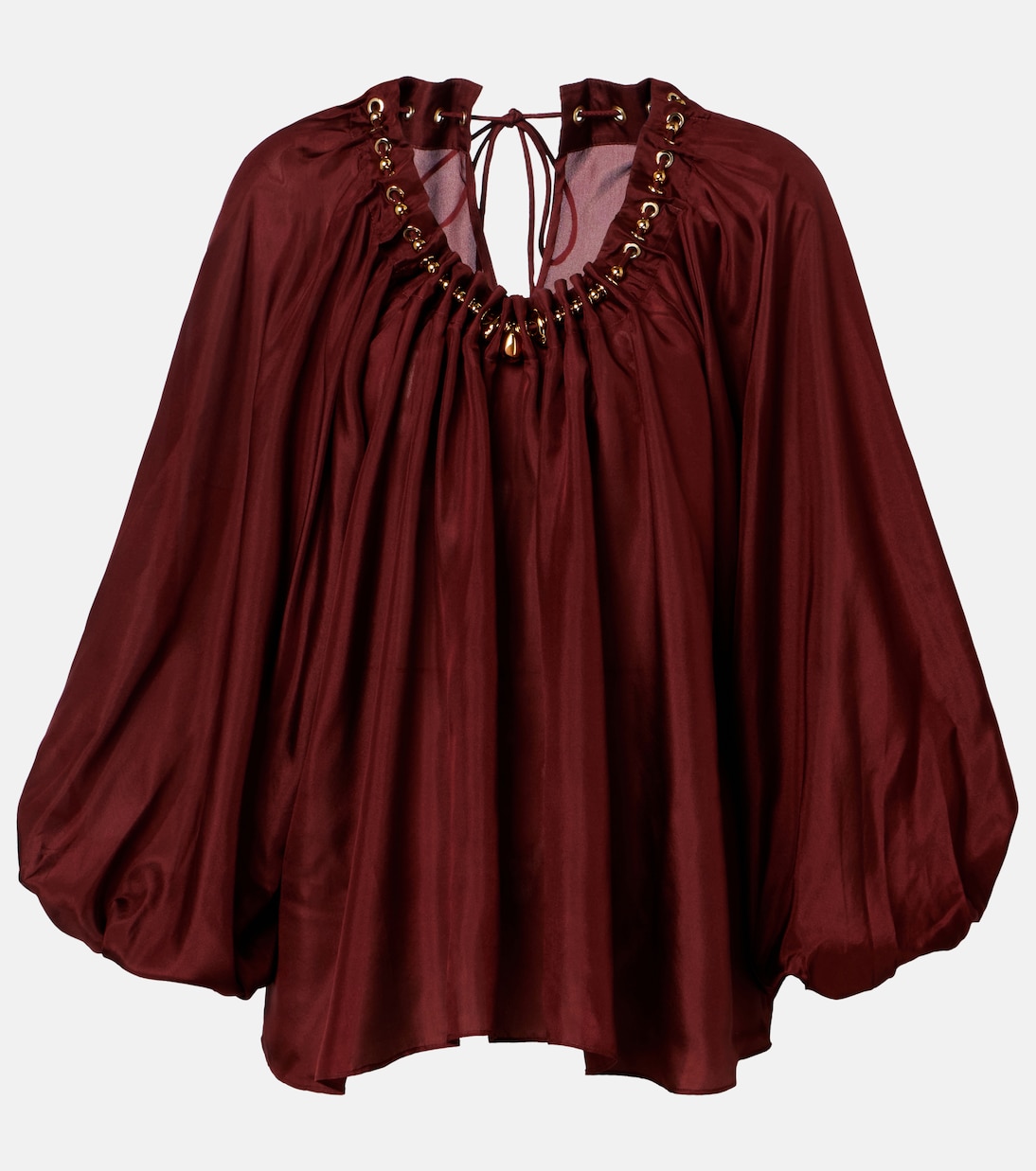 Aster asymmetric beaded silk habotai blouse | Zimmermann