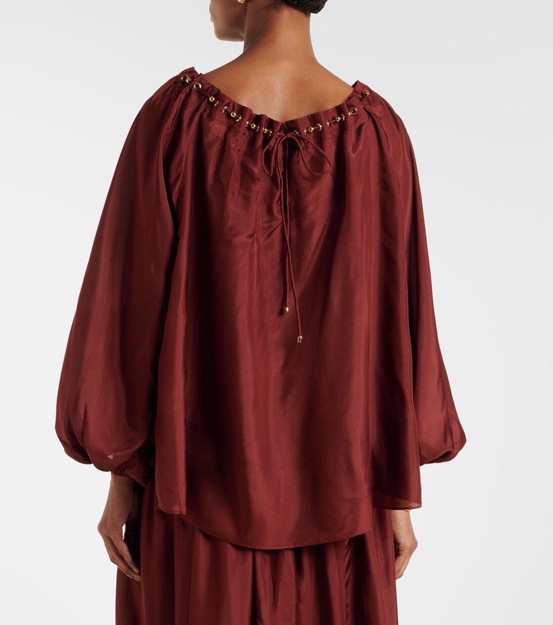 Aster asymmetric beaded silk habotai blouse | Zimmermann