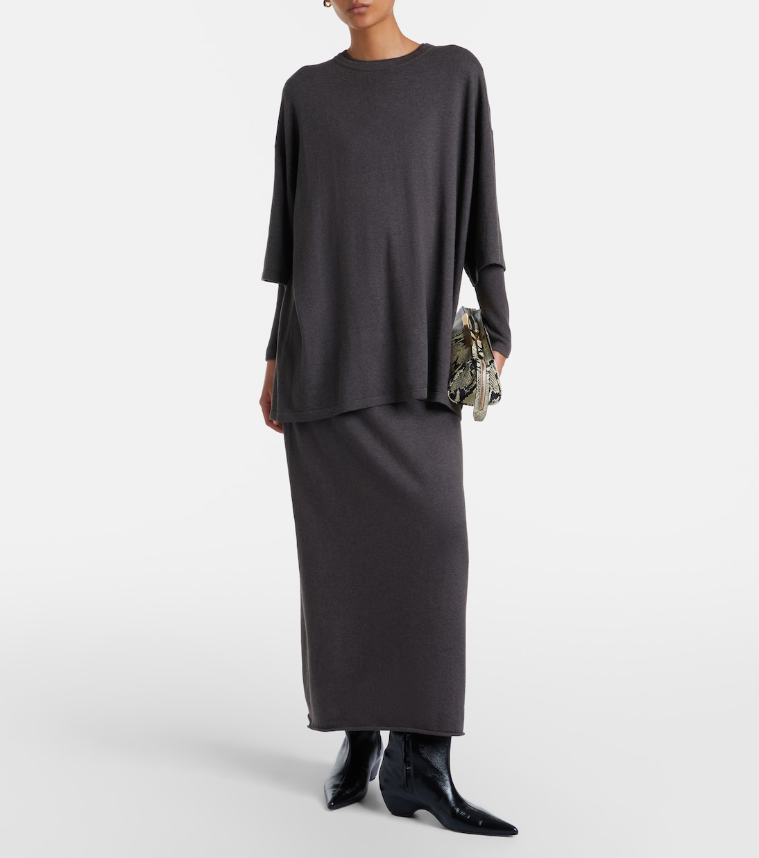 Charlotta cotton and cashmere maxi skirt | Lisa Yang