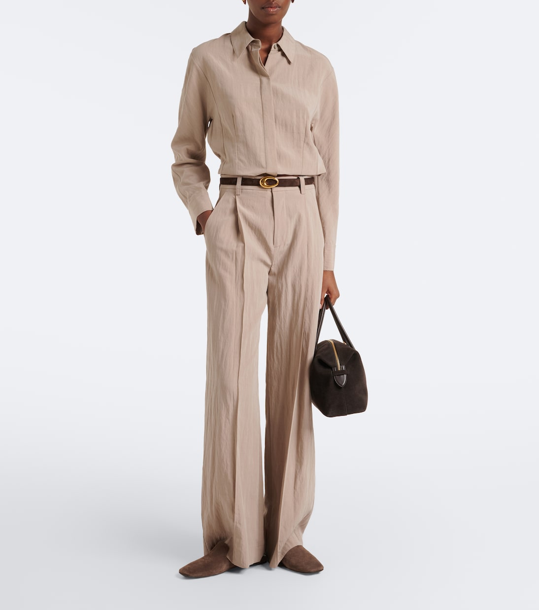 Pleated wide-leg pants