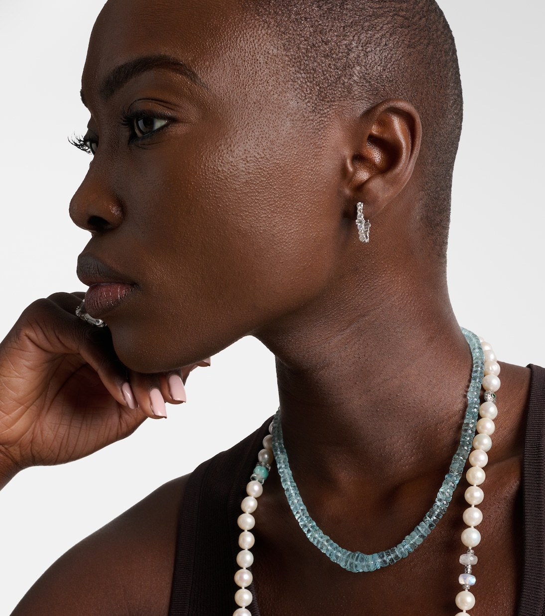 Rivulet 18kt white gold hoop earrings with diamonds | Ileana Makri