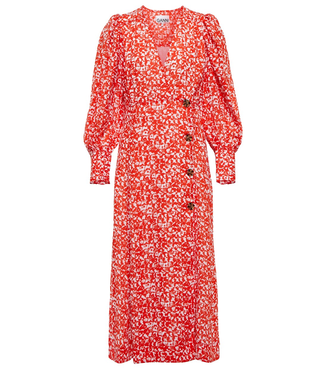 Bedrucktes Midikleid aus Crêpe | Ganni