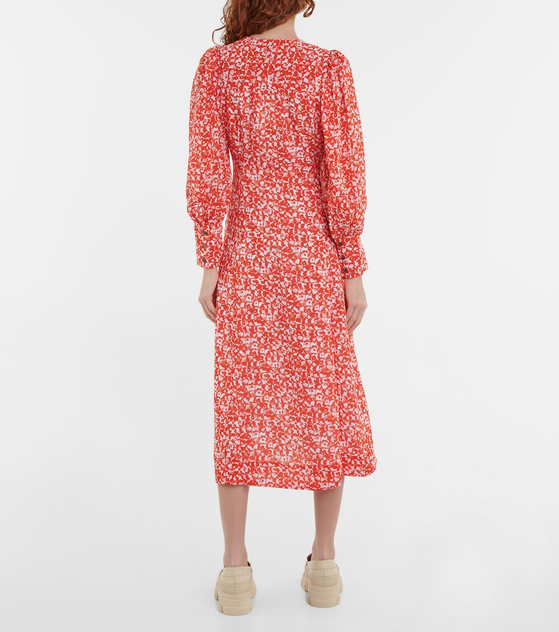 Bedrucktes Midikleid aus Crêpe | Ganni