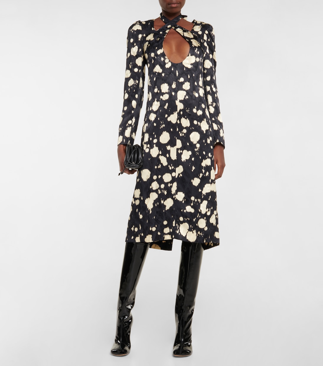 Robe midi col croisé en satin | Dries Van Noten