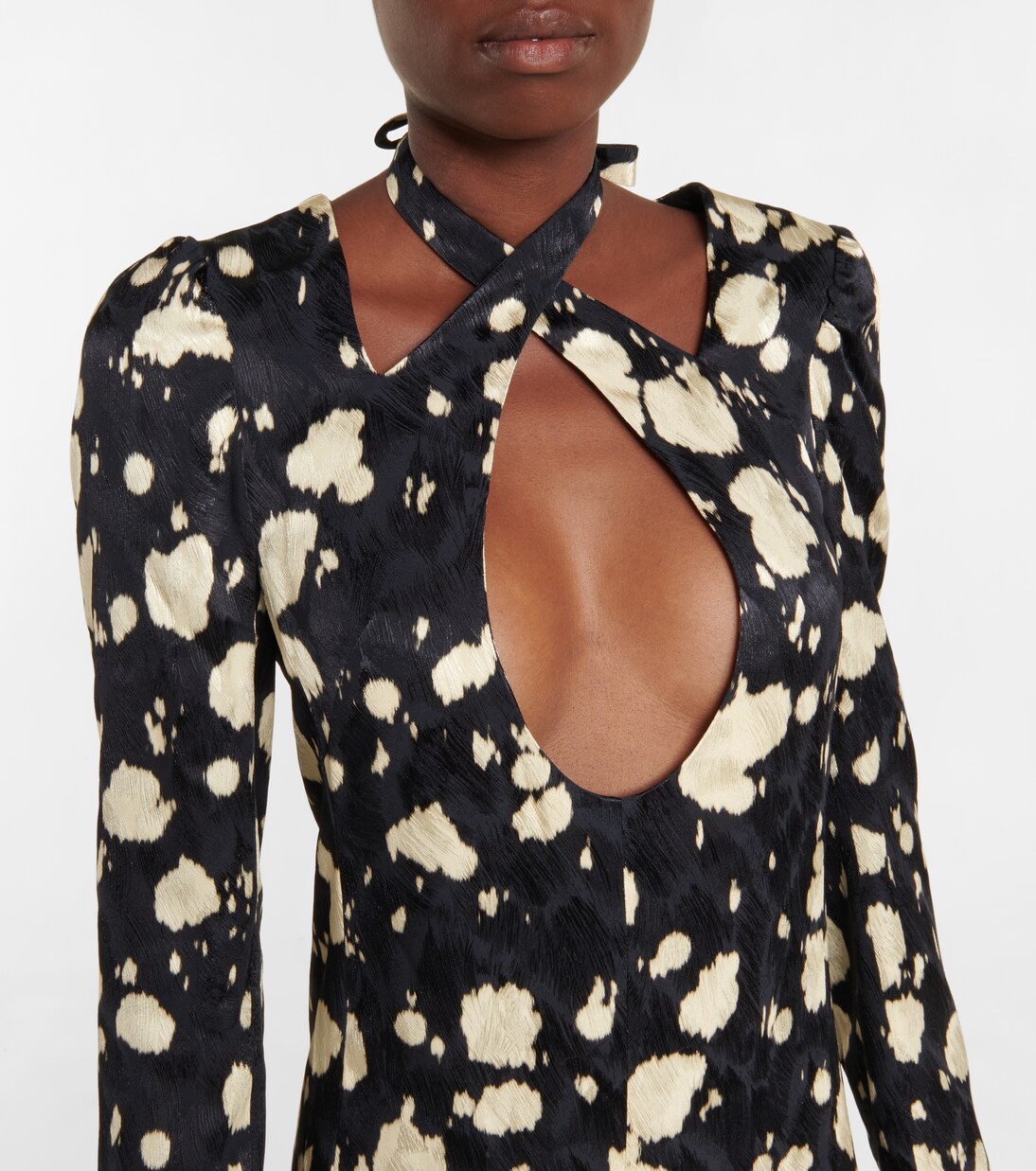 Robe midi col croisé en satin | Dries Van Noten