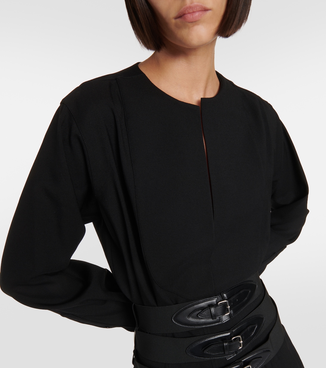 Vestido corto de lana con cinturón | Alaïa