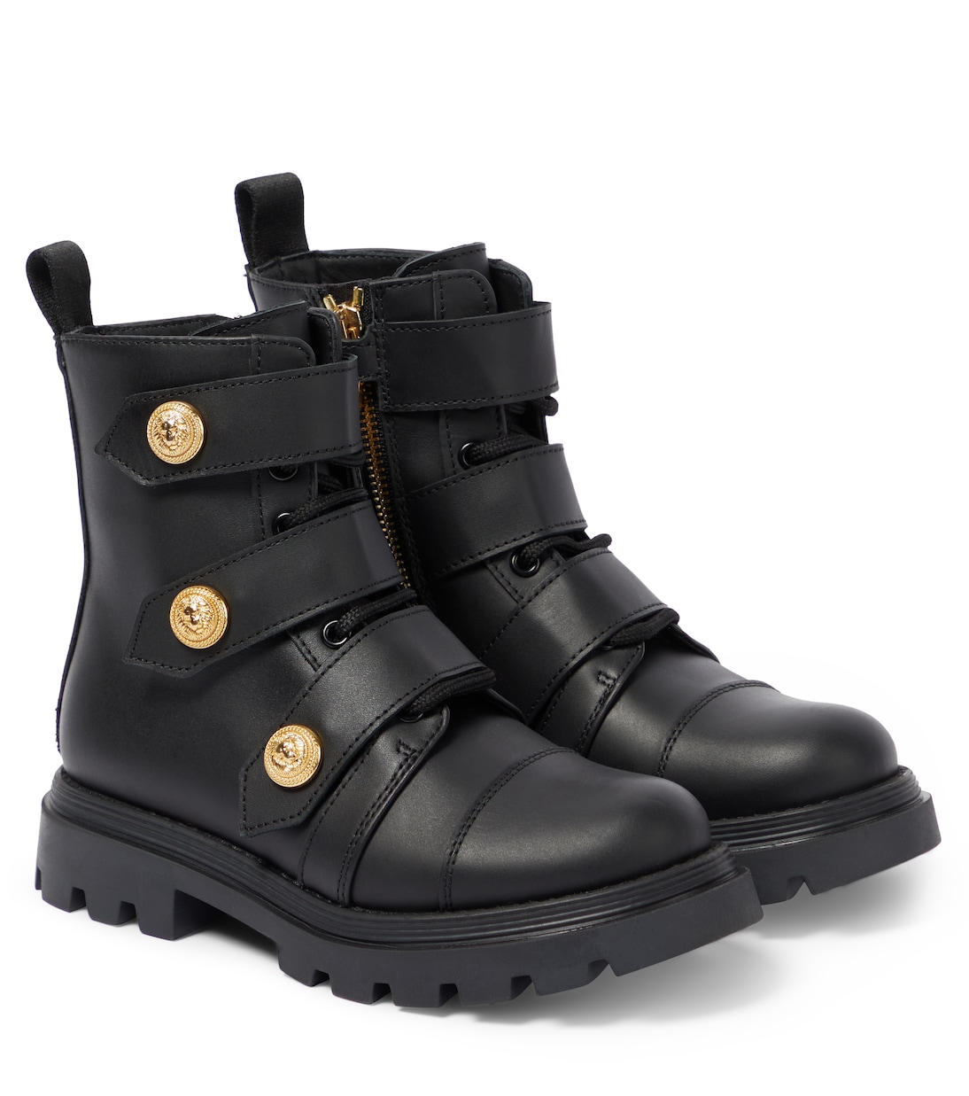 Embellished leather boots | Balmain Kids