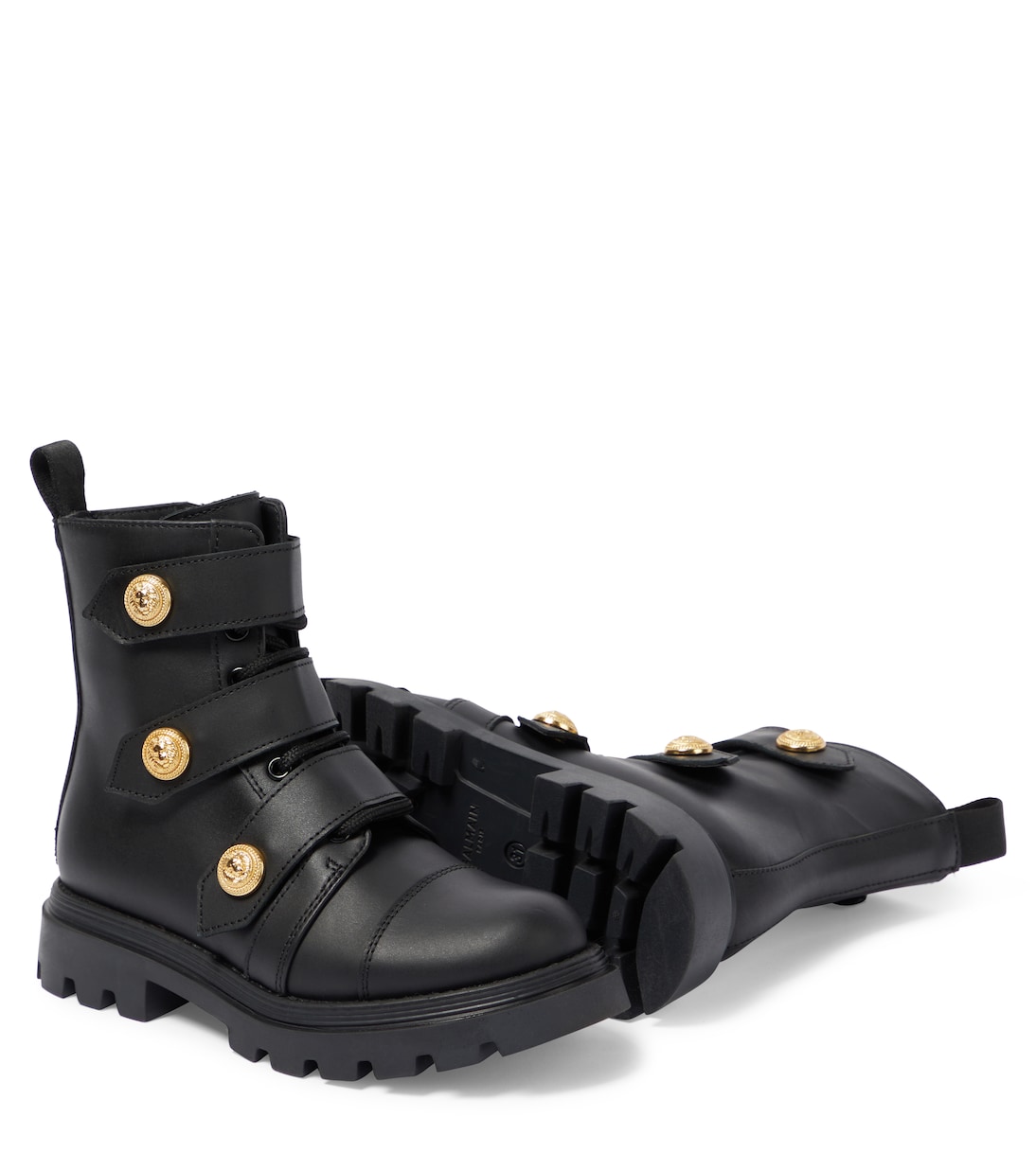 Embellished leather boots | Balmain Kids