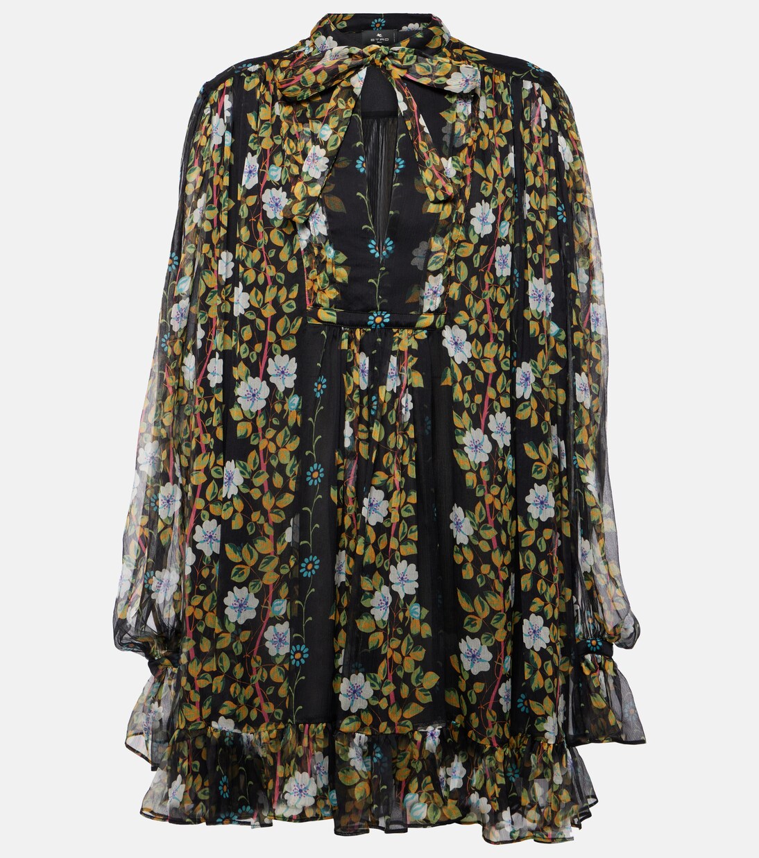 Floral silk crepon minidress | Etro