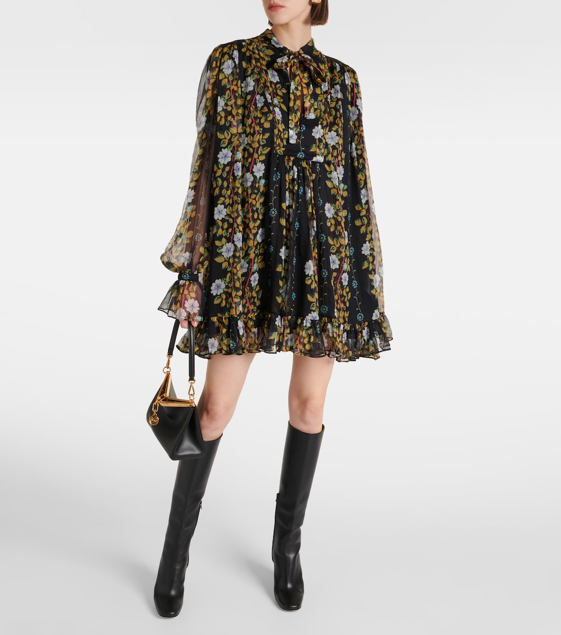 Floral silk crepon minidress | Etro