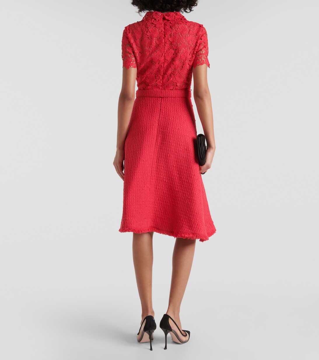 Abito midi Gardenia in guipure e tweed | Oscar de la Renta