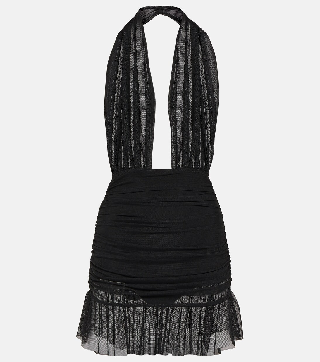 Ruffled halterneck chiffon minidress | Norma Kamali