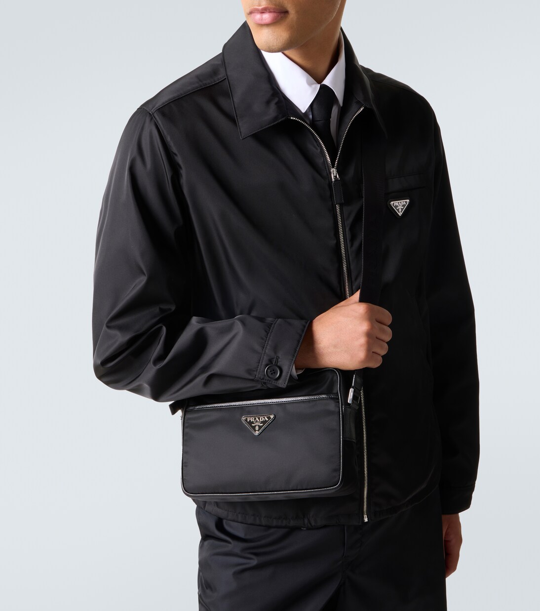 Messenger Bag aus Re-Nylon mit Leder | Prada