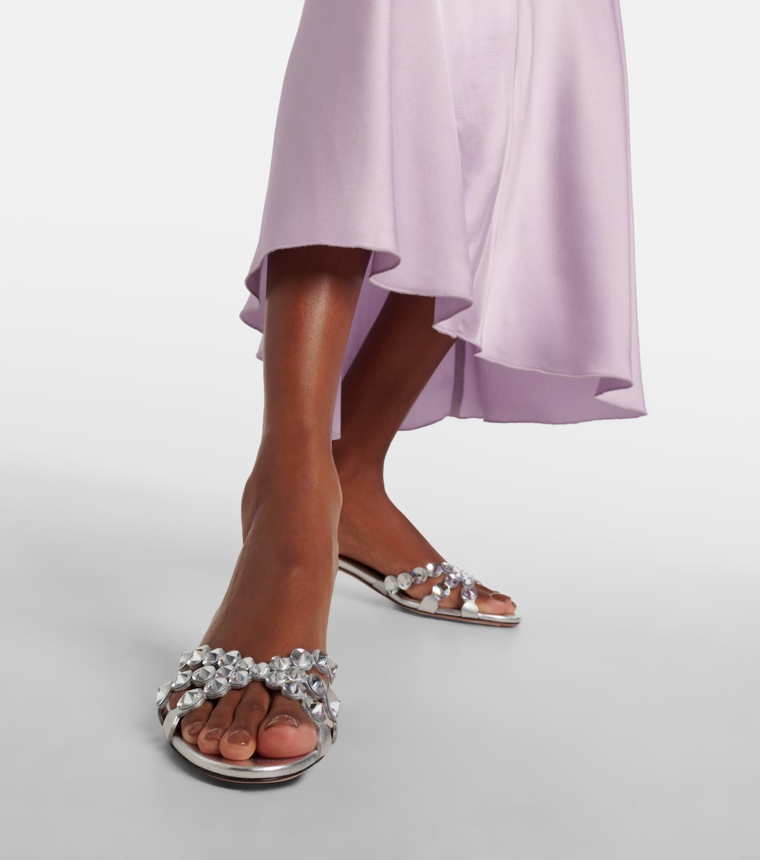 Crystal Mirage缀饰皮革穆勒鞋 | Aquazzura