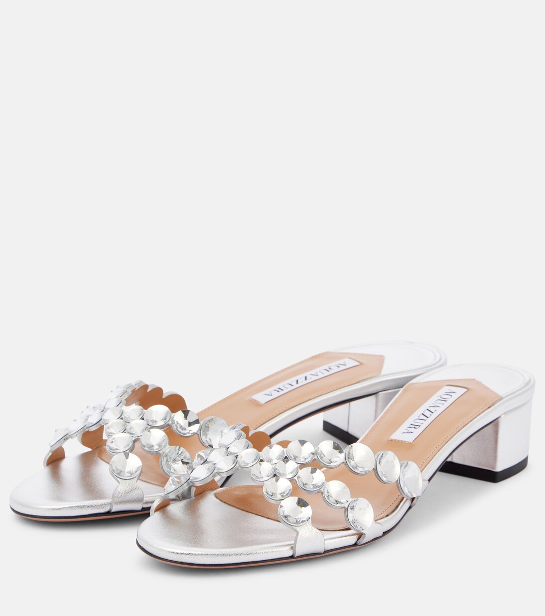 Crystal Mirage缀饰皮革穆勒鞋 | Aquazzura
