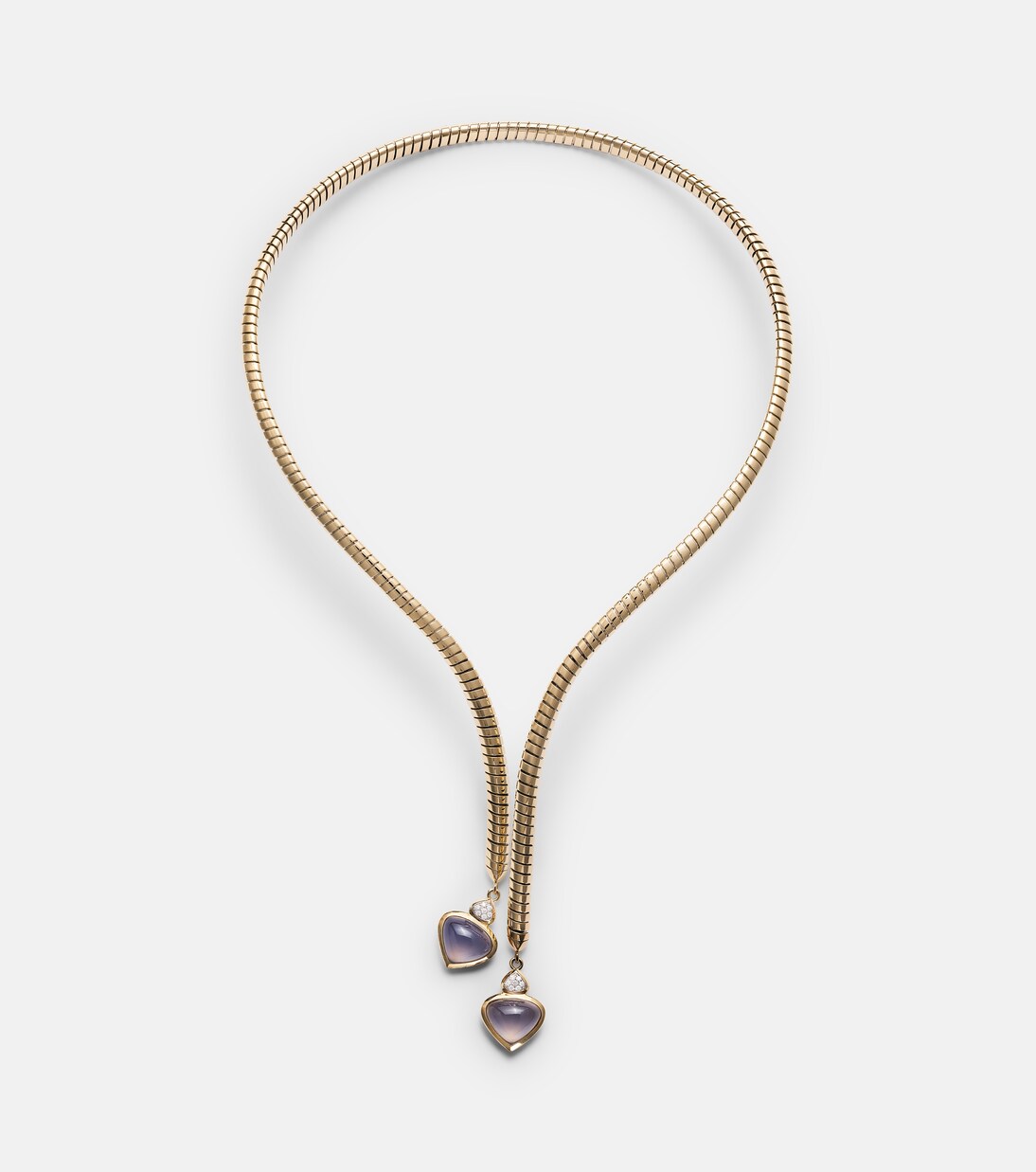 Collier Trisolina en or 18 ct, calcédoine bleue et diamants | Marina B