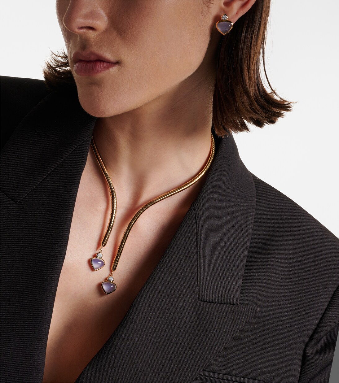 Collier Trisolina en or 18 ct, calcédoine bleue et diamants | Marina B