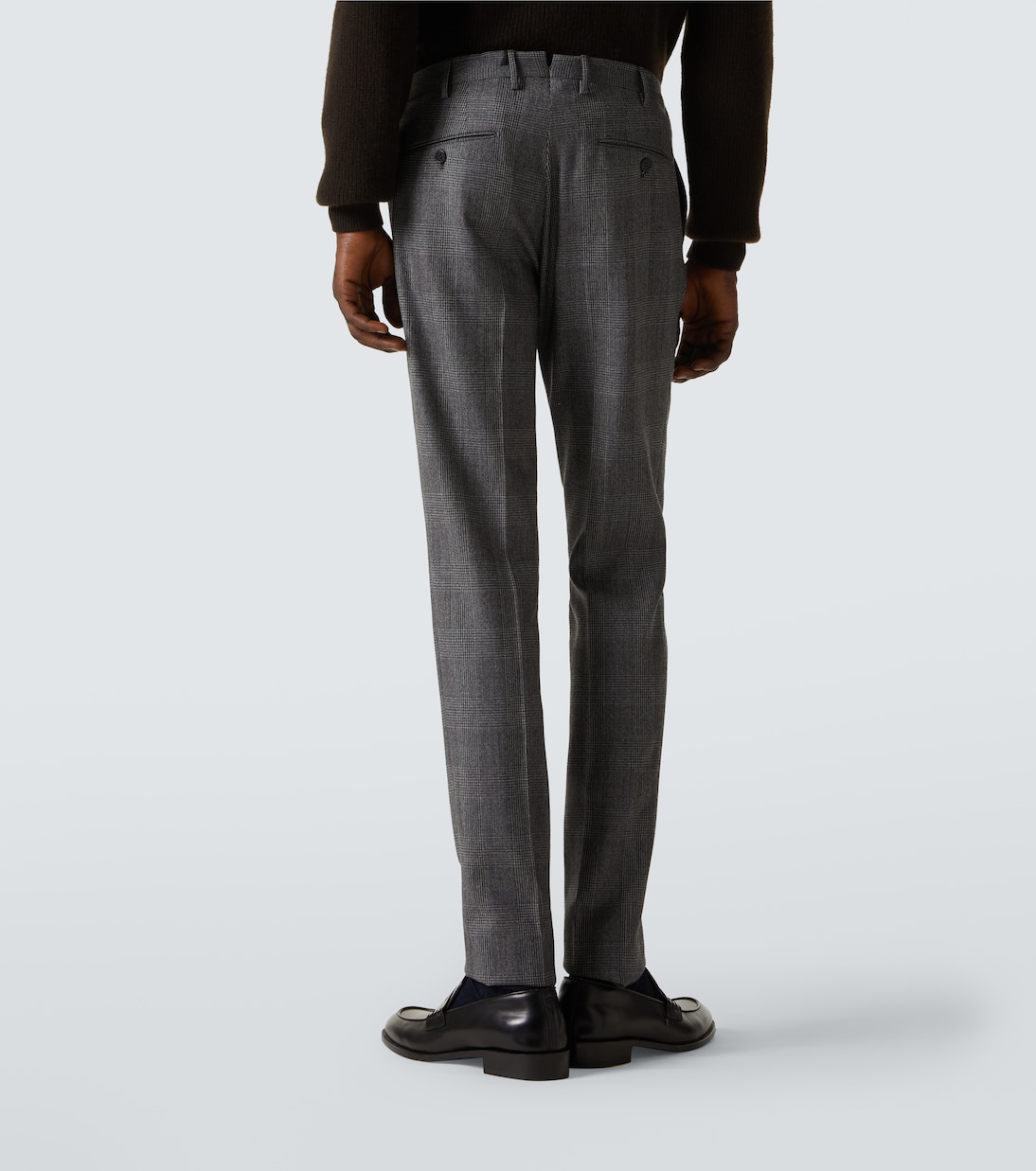 Checked wool and cashmere slim pants | Slowear