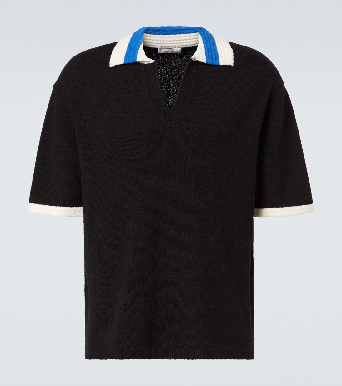 Crochet cotton-blend polo shirt | Commas