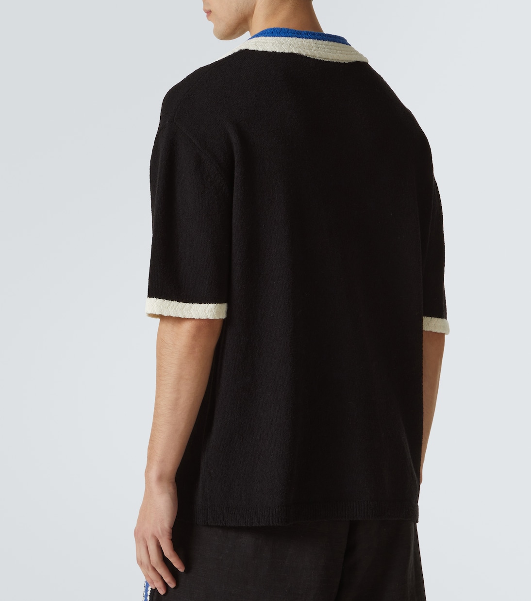 Crochet cotton-blend polo shirt | Commas