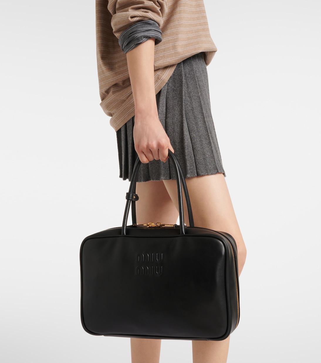Medium leather tote bag | Miu Miu