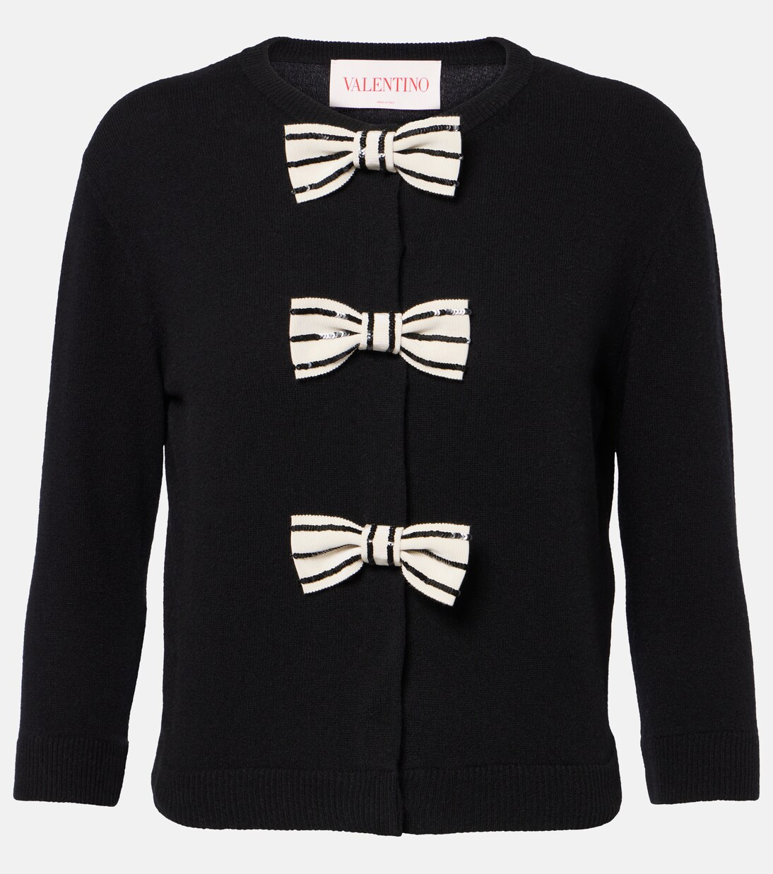Bow-detail virgin wool cardigan | Valentino