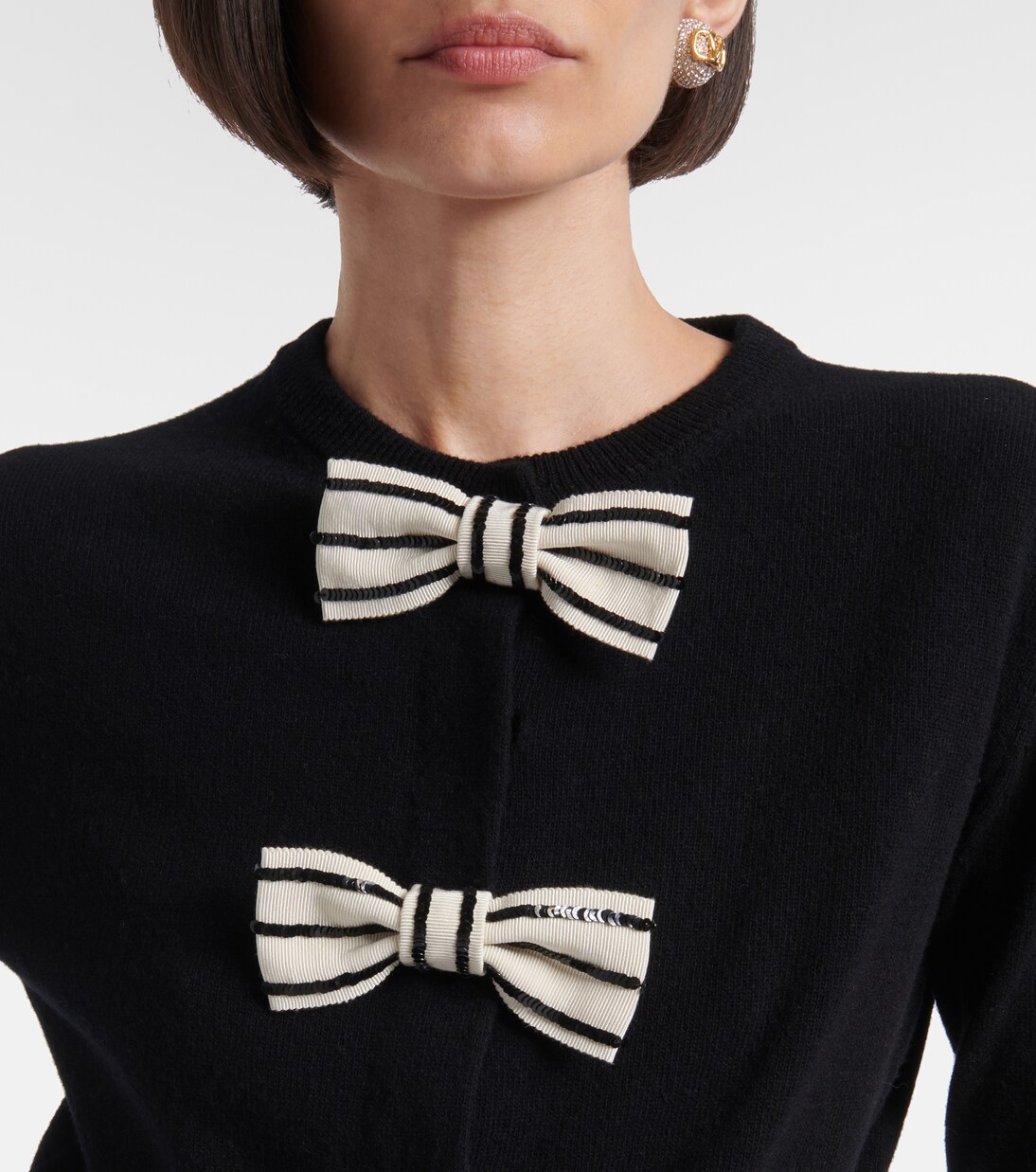 Bow-detail virgin wool cardigan | Valentino