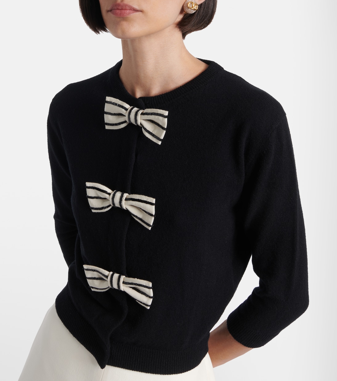 Bow-detail virgin wool cardigan | Valentino
