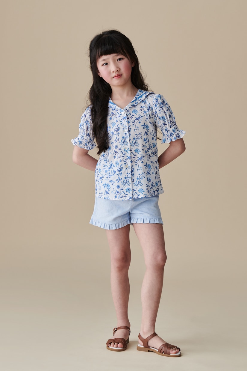Flores ruffled linen and cotton shorts | La Coqueta