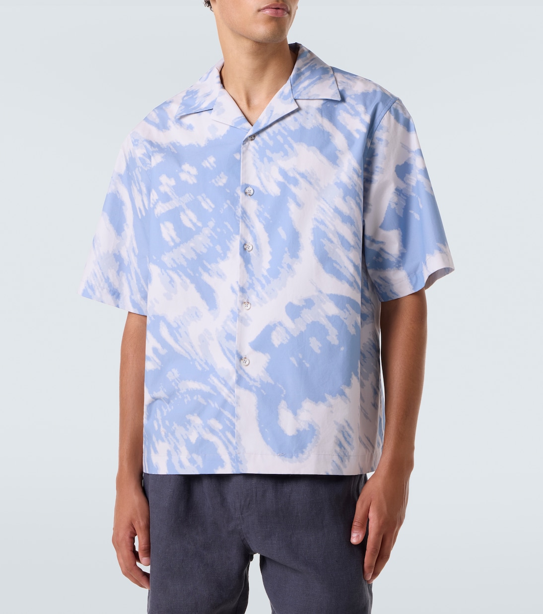 Printed cotton bowling shirt | Commas