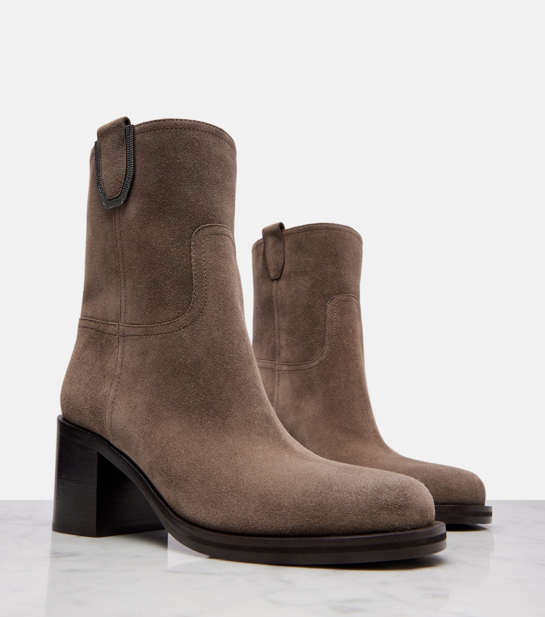 Ankle Boots aus Veloursleder | Brunello Cucinelli