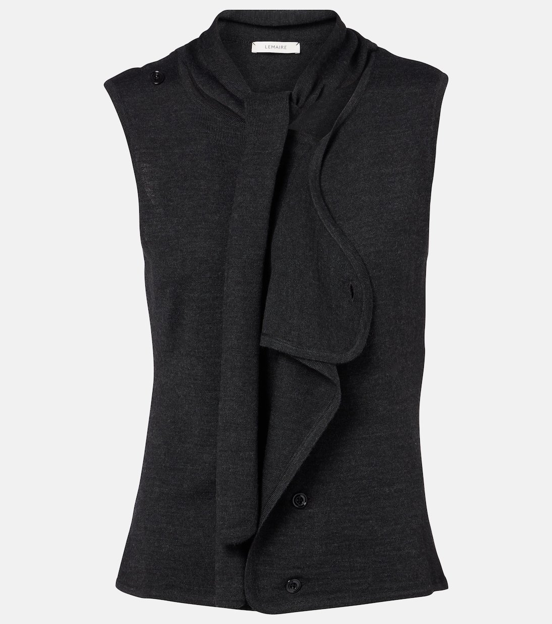 Asymmetric wool-blend tie-neck vest | Lemaire