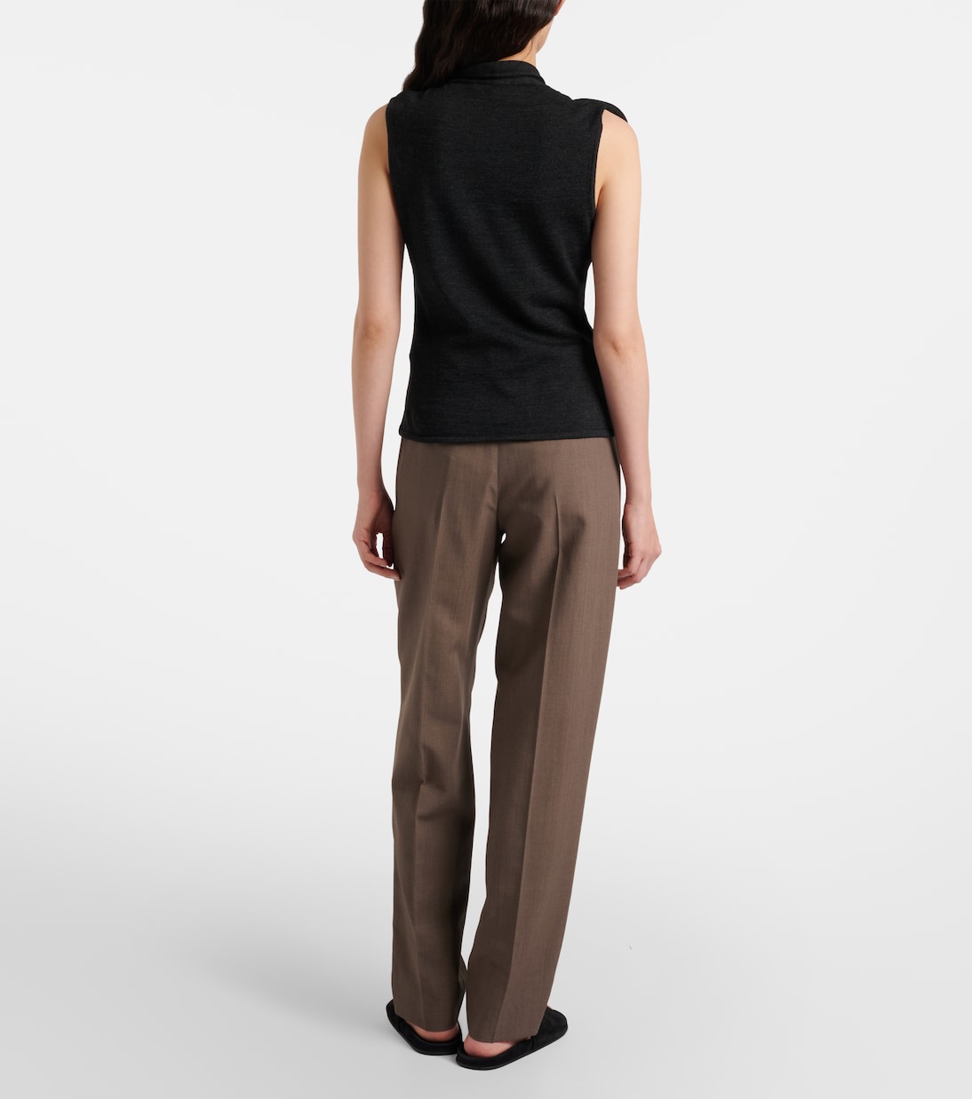Asymmetric wool-blend tie-neck vest | Lemaire