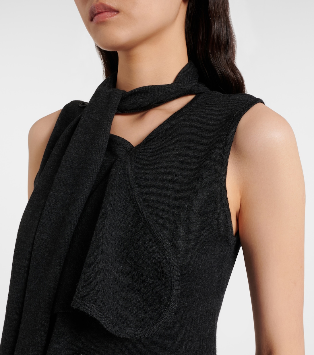 Asymmetric wool-blend tie-neck vest | Lemaire