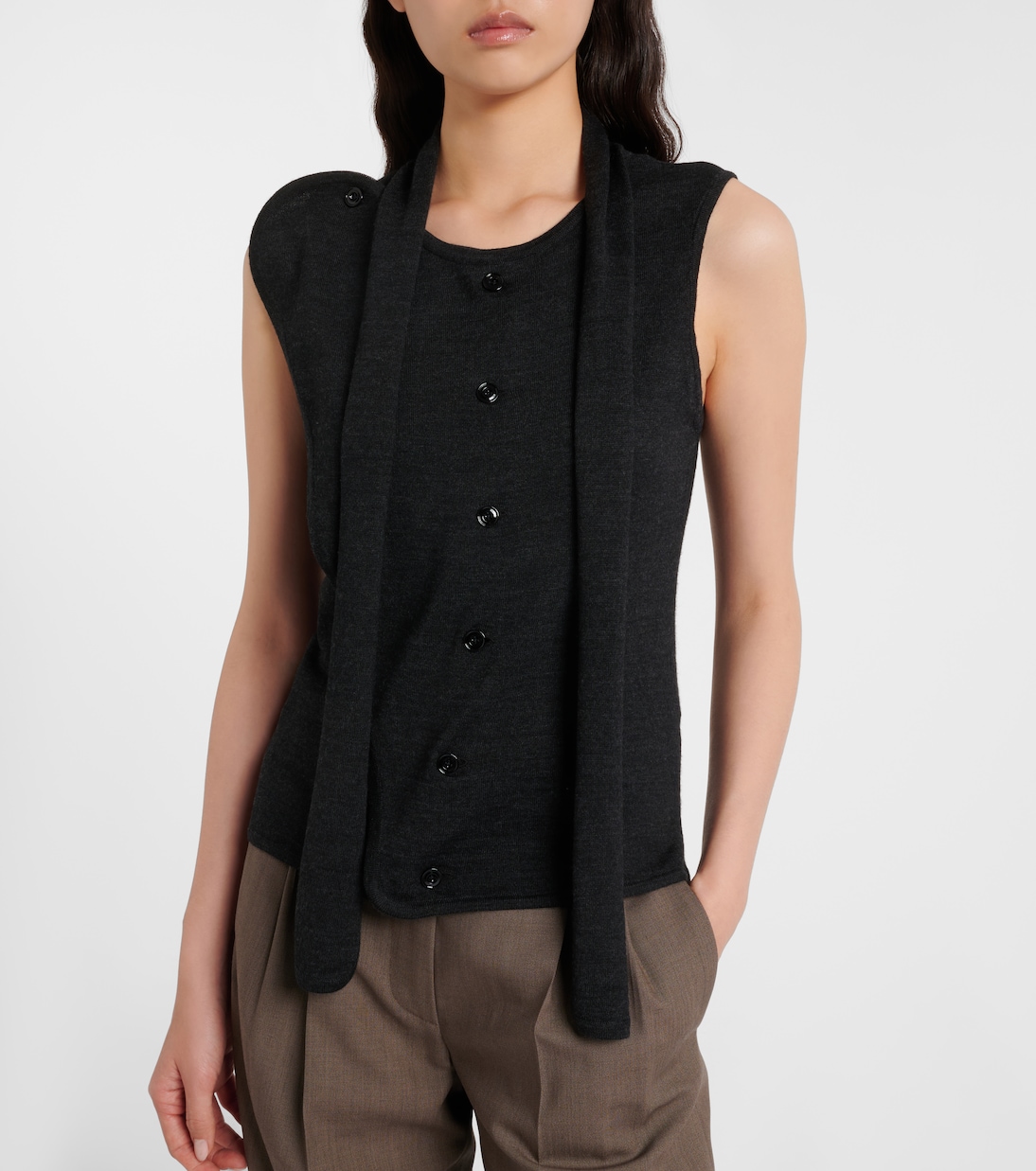 Asymmetric wool-blend tie-neck vest | Lemaire