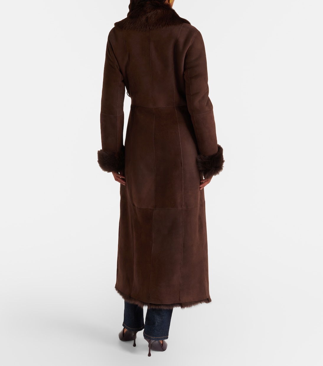 Mantel Joni aus Veloursleder mit Shearling | Nour Hammour