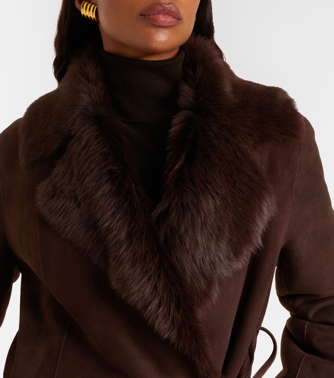 Mantel Joni aus Veloursleder mit Shearling | Nour Hammour