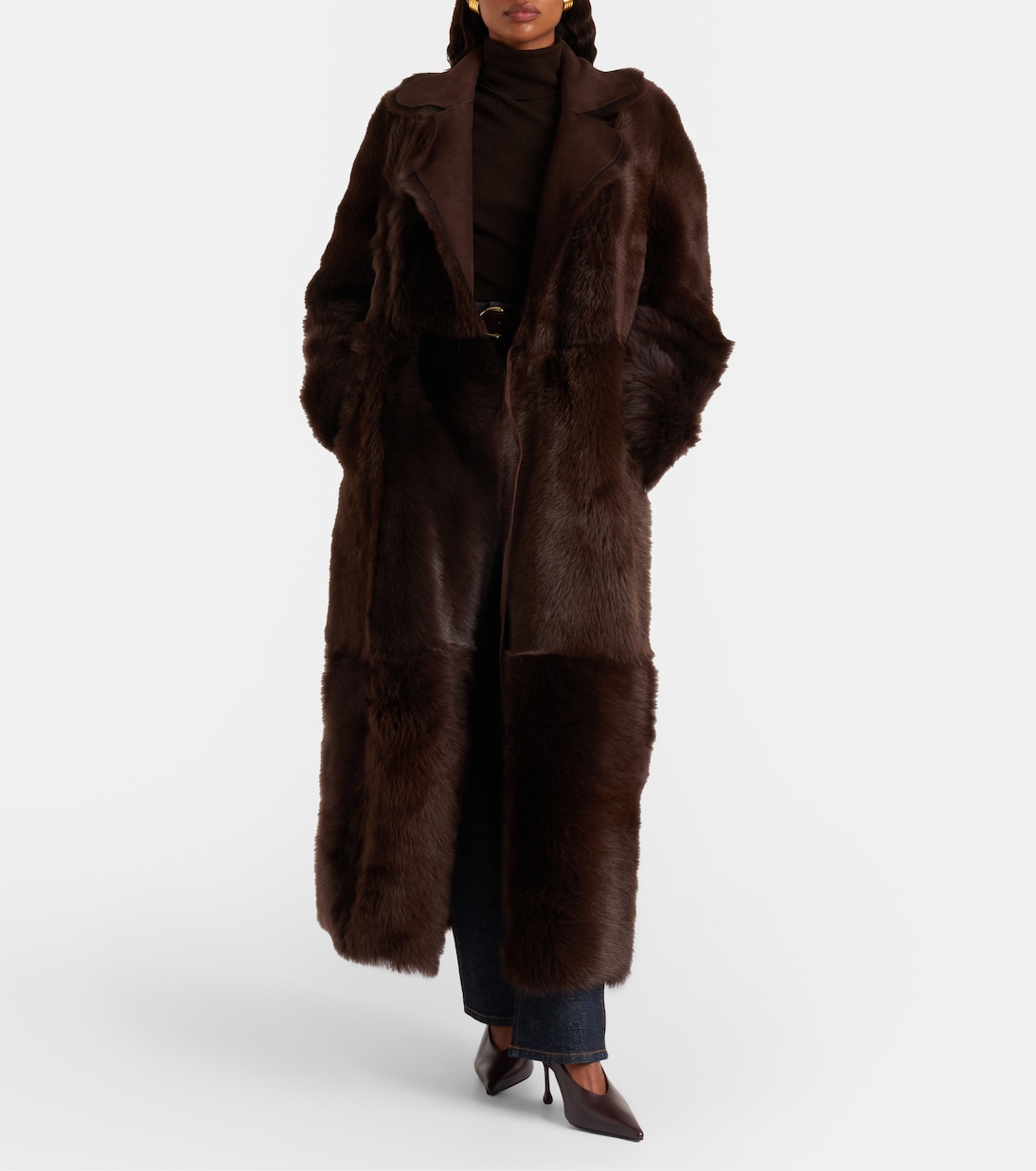 Mantel Joni aus Veloursleder mit Shearling | Nour Hammour