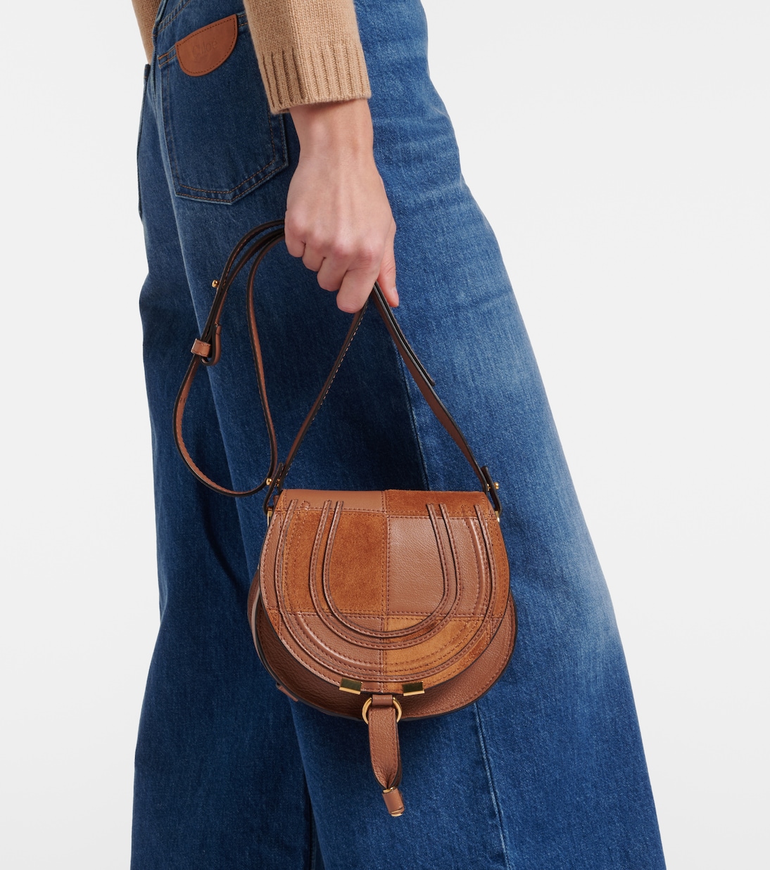 Marcie Small leather and suede crossbody bag | Chloé