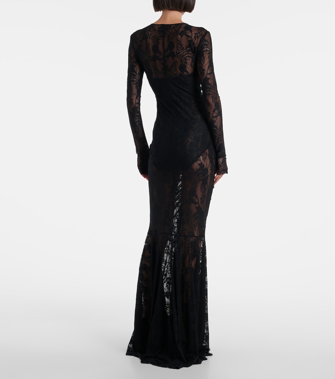 Ruched lace gown  | Norma Kamali