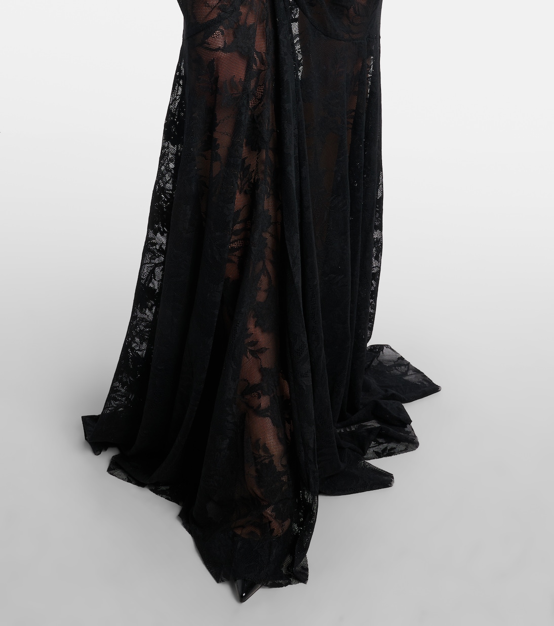 Ruched lace gown  | Norma Kamali