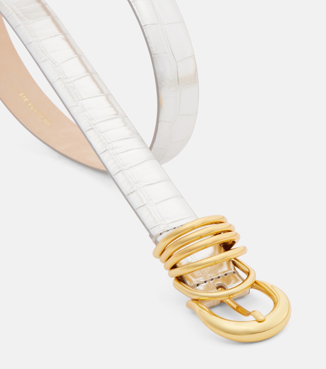 Hollyhock croc-effect mirrored leather belt | Déhanche