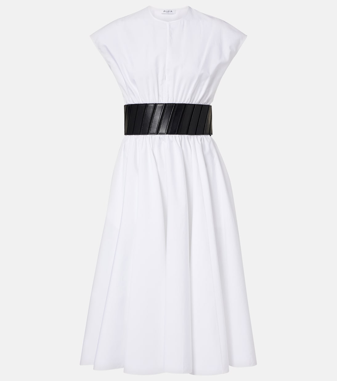 Robe midi à ceinture en coton | Alaïa