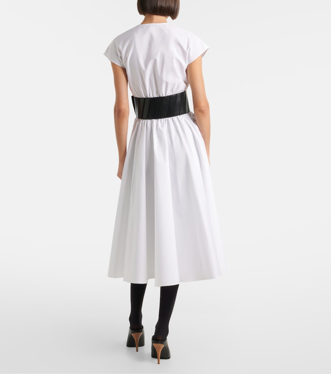 Robe midi à ceinture en coton | Alaïa