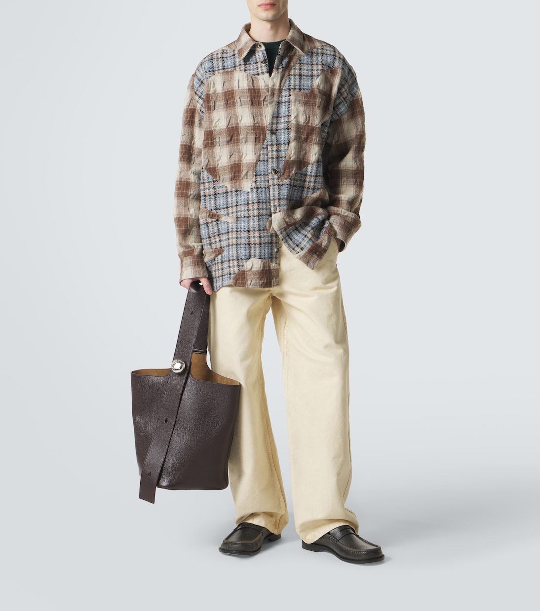 Logo plaid wool and cotton flannel shirt | Loewe