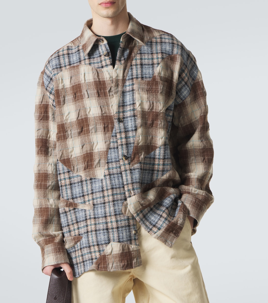 Logo plaid wool and cotton flannel shirt | Loewe