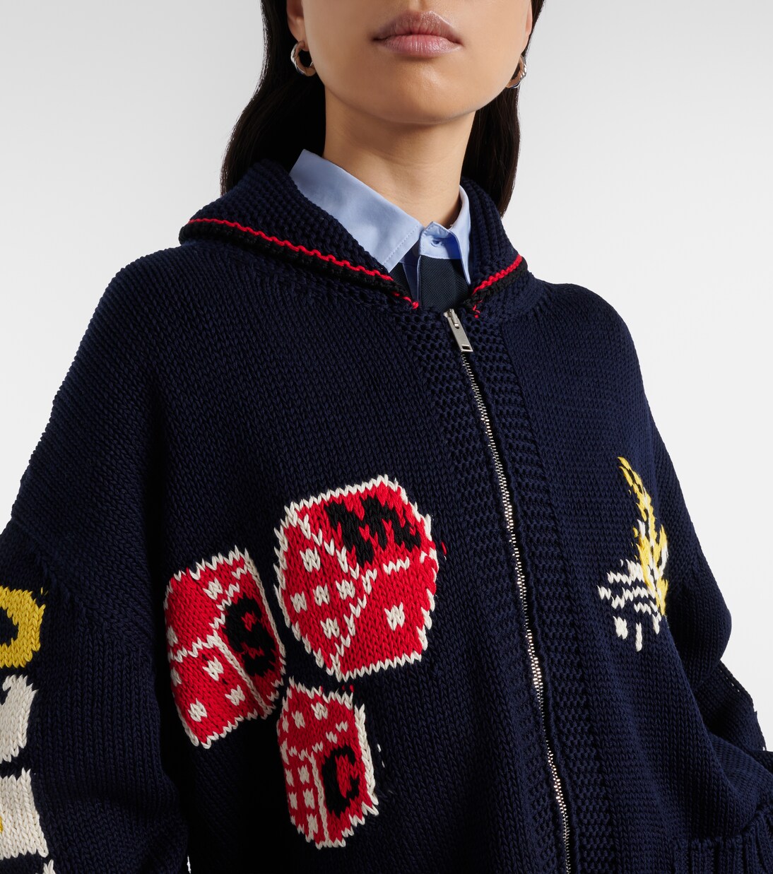 Intarsia cotton zip-up cardigan | Stella McCartney