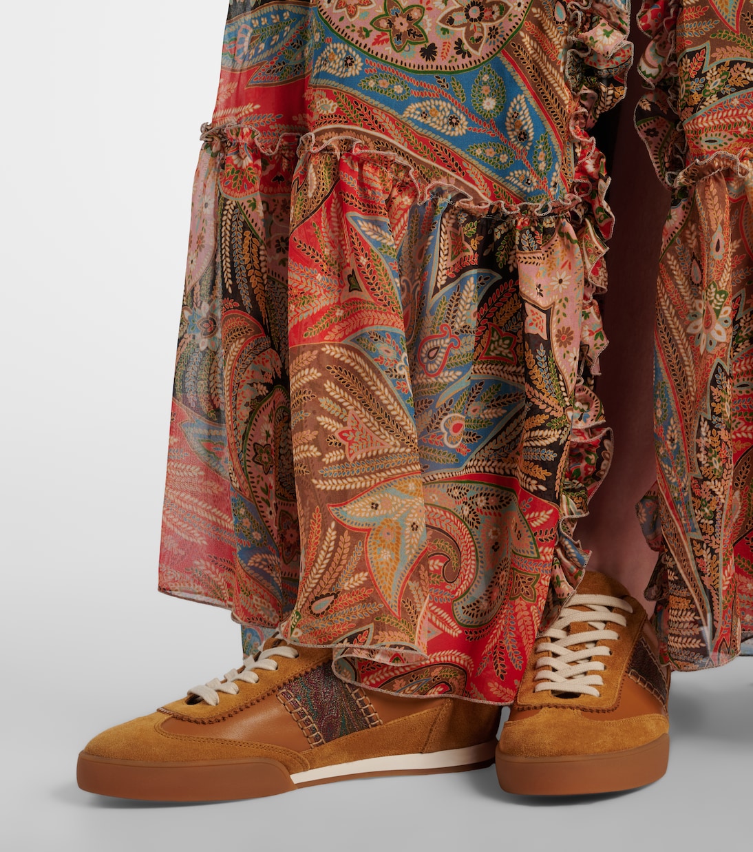 Pegaso suede-trimmed leather sneakers | Etro